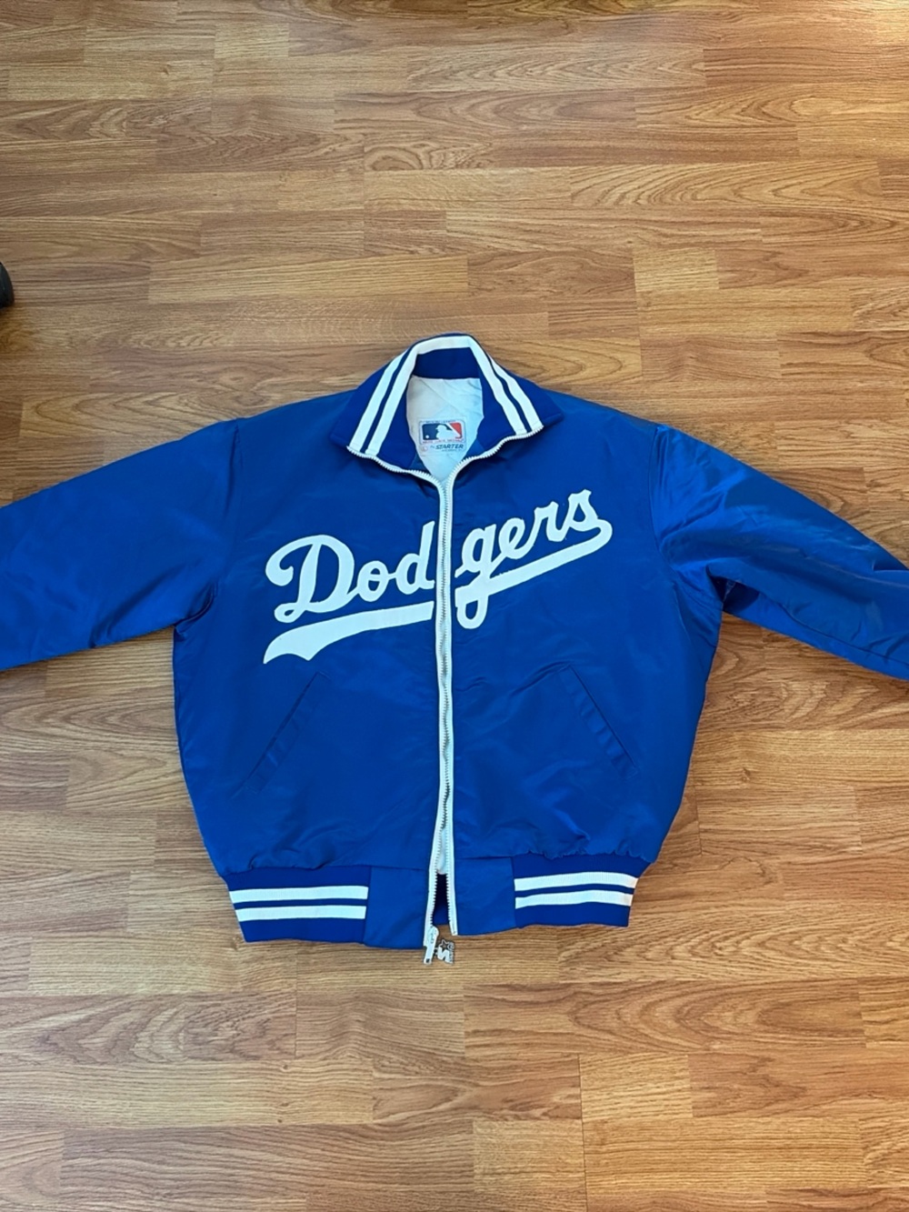 Vintage Starter Los Angeles Dodgers Satin Bomber Jacket MLB Blue Large 90s USA
